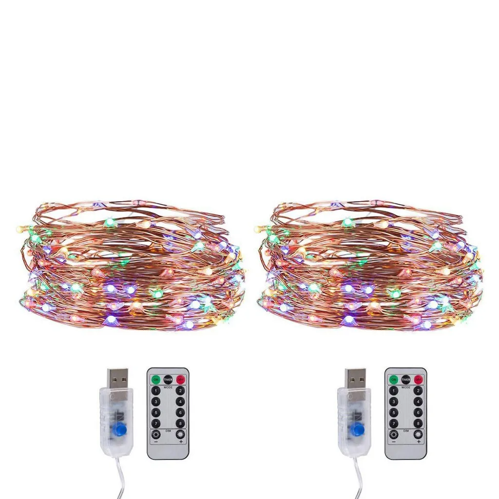 USB 10 м 100LED гирлянда с дистанционным управлением провод гирлянды медный провод для свадьбы Рождество Праздник Вечеринка Декор лампы 19OCT8 - Цвет: C