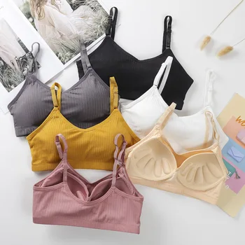 

Fixed Cup One-piece Free Wear Bra-Free Steel Ring Pure Cotton Big U Beauty Vest Sports Underwear Camisole Tube Top