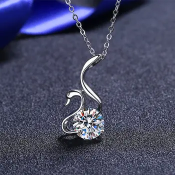 

2ct moissanite Lady Necklace Round cutter 8mm color EF 925 silver GRA certificate