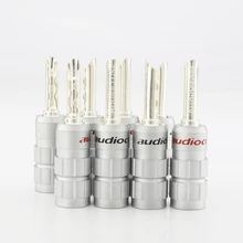 

4Pcs Audiocrast 638S Banana Plugs Open Screw Pure Silver Plated Plugs Audio Jack Connector for Speaker Stereo Cable