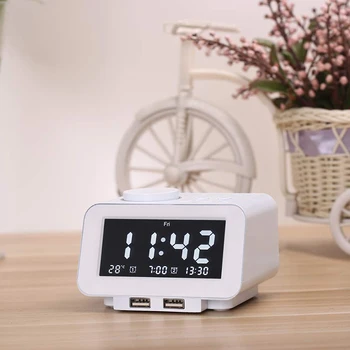 

Best Alarm Clock Radio - FM Radio, Dual USB Port for Charging, Temperature Display, Dual Alarms, 5 Level Brightness Dimmer, Adju