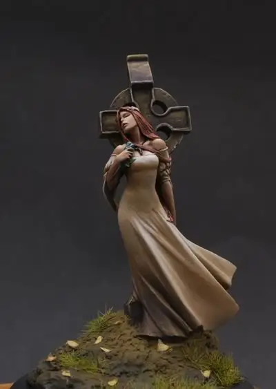 1/32 Смола Модель Строительный комплект фигурка красивая девушка с крестом