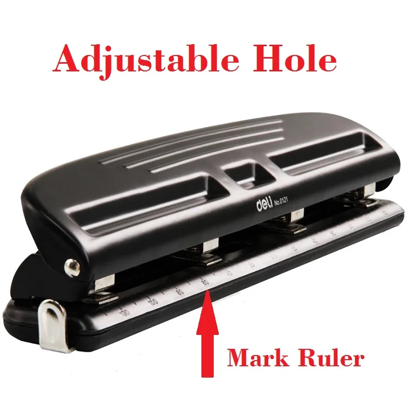 마크 눈금자가 있는 조절식 홀 펀치, A2 A3 A4 용지, 한 번에 10 장 용지, 구멍 크기 6mm, 4 홀
