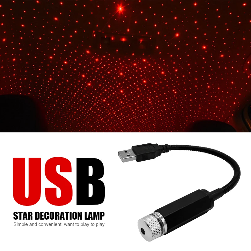1 шт. USB светодиодный атмосферный светильник на крышу автомобиля Звездный Ночной