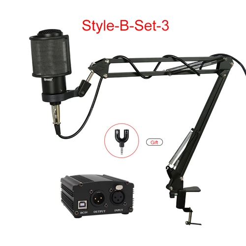 Style-B-Set3 AK 60 профессиональный конденсаторный микрофон система караоке аудио вокальная запись 3,5 мм ручной микрофон для компьютера для телефона - Цвет: Style-B-Set3