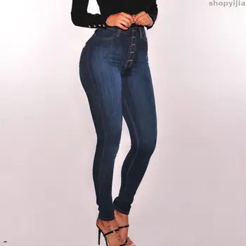 

Skinny Pencil Pants Ladies High Waist Denim Jeans Casual Jean Women