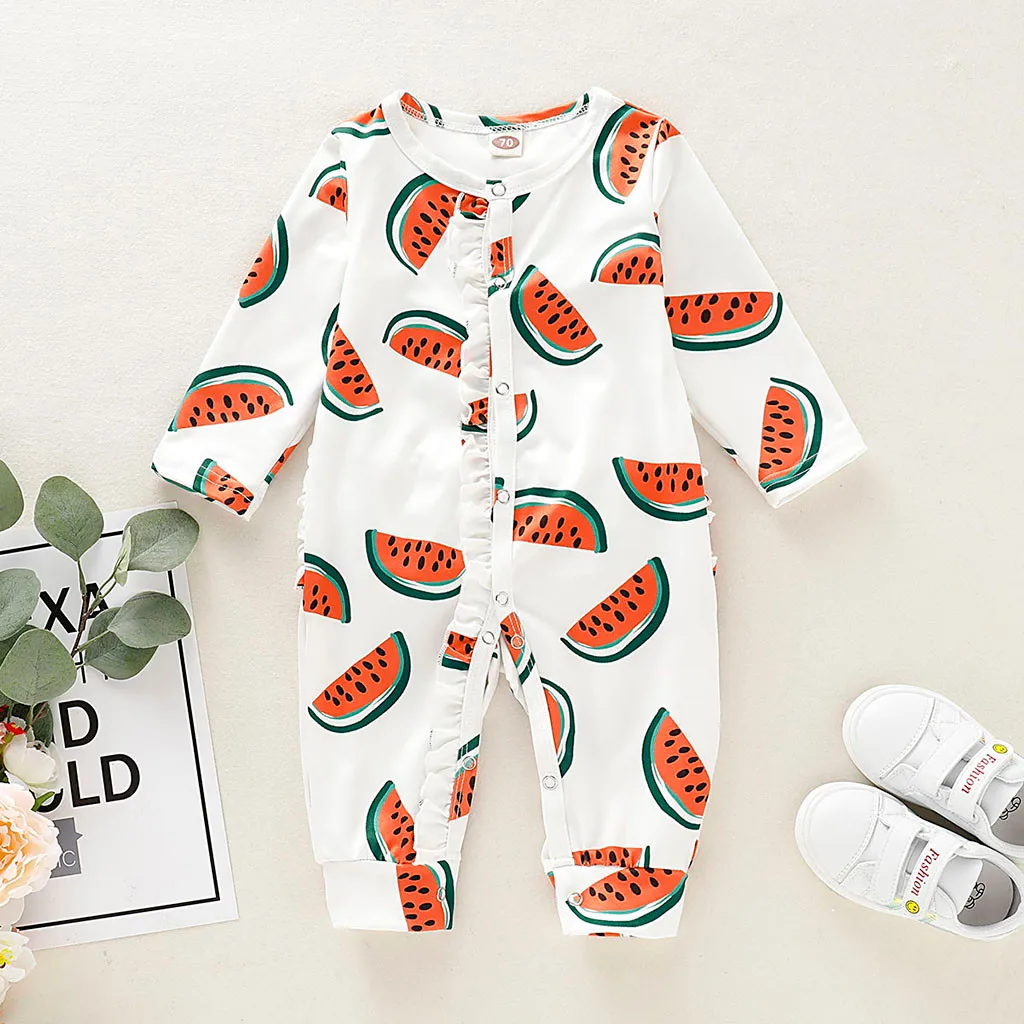 Pasgeboren Peuter baby jongen meisje kleding schattige комбинезон с водяным принтом lange mouw gewikkeld voet комбинезон A2