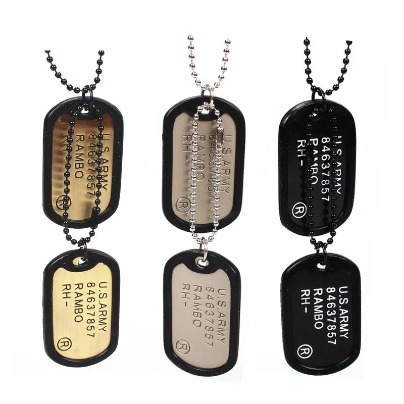 Men's Necklace Double Dog Tag Pendant For Men USA Army Military Soldier