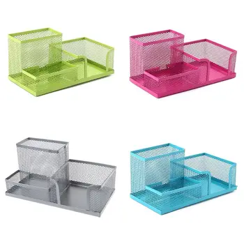 

Metal Mesh Desk Organizer Pen Pencil Storage Holder with 3 Compartments for Home Office Students Supplies Accessories 77HA