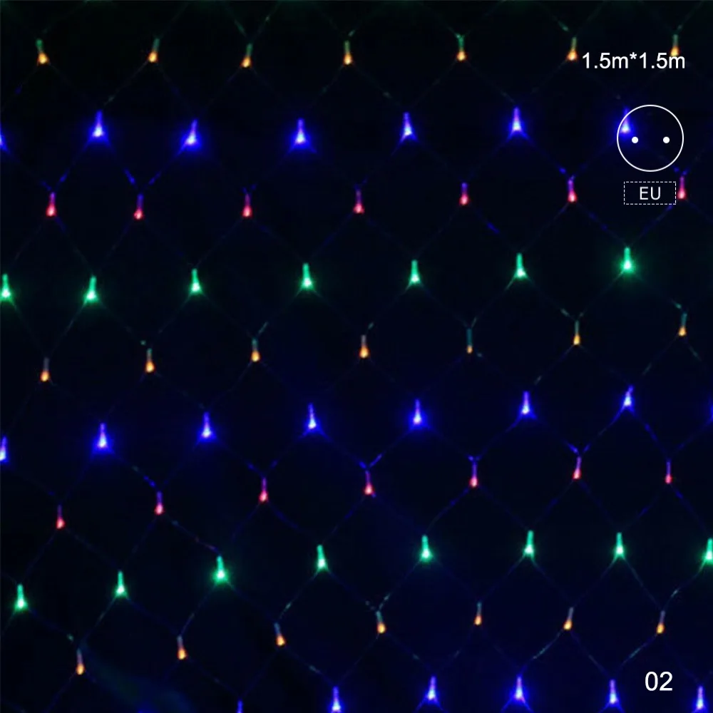 1,5 м X 1,5 м 96 светодиодных гирлянд, Сказочная гирлянда, сетчатая занавеска, Рождественская Свадебная вечеринка, Рождественское украшение, наружная садовая лампа, штепсельная вилка стандарта ЕС/США