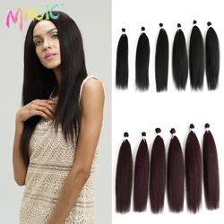 Magic 6PC 22 24 26 inch Yaki Straight Hair Accessories Synthetic Black Yaki Hair Extensions Bundles For Women Fake Hair Tress