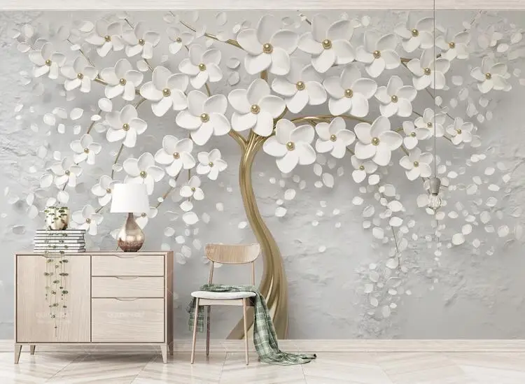 Flower-03 Обои с изображением дерева, обои, 3D ТВ фон, большая картина на гостиной, обои - Цвет: Flower-03