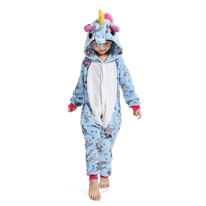 Детские пижамы с единорогом кугуруми; пижамы для девочек с аниме пандой Тоторо; комбинезон; Детский костюм с единорогом; одежда для сна для мальчиков; Детский комбинезон - Цвет: Blue tianma
