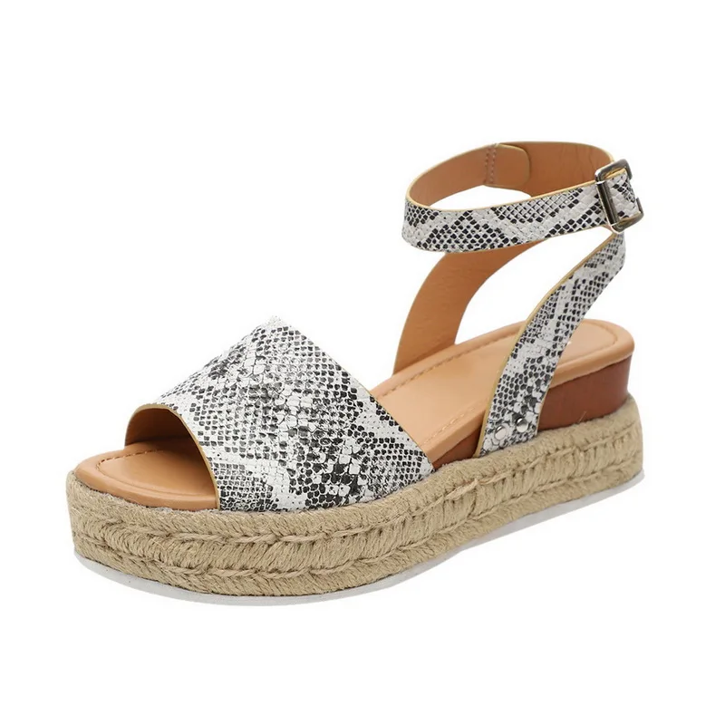 snake print Женские туфли-лодочки на танкетке; босоножки на танкетке; черные летние туфли на высоком каблуке; Вьетнамки; chaussures femme; Босоножки на платформе;# Лидер продаж - Color: snake print
