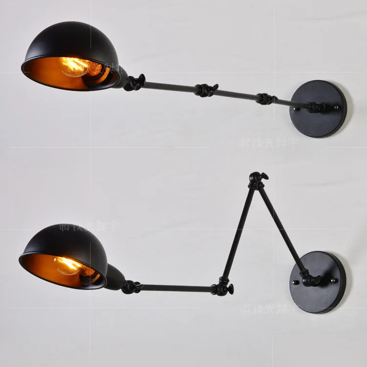 

Europe Long Arm The Three Section Aisle Originality Concise Wrought Iron Long Rod Personality Flexible Bedside Wall Lamp