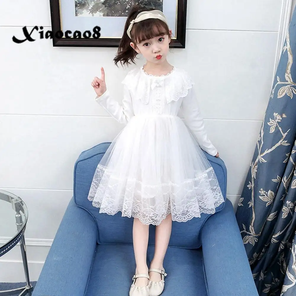 2020 Kids Long Sleeve Dresses for Girls Mesh Pearl...