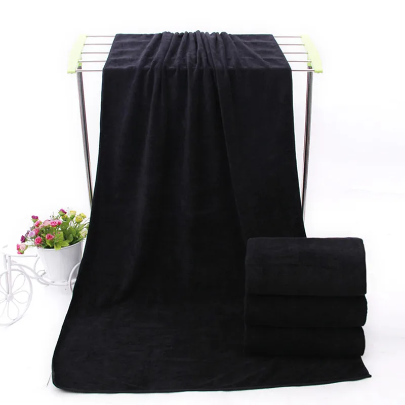 microfiber bath towel-soft and lightweight face towel, odorless bath, spa, gym towel (black) 4