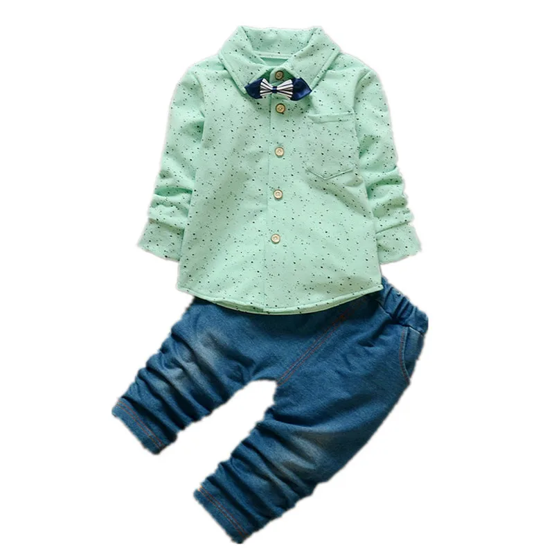 

Spring Autumn Children Gentleman Clothes Suit Baby Boy Girl Casual Shirt Jeans 2Pcs/sets Toddler Cotton Clothing Kids Tracksuits