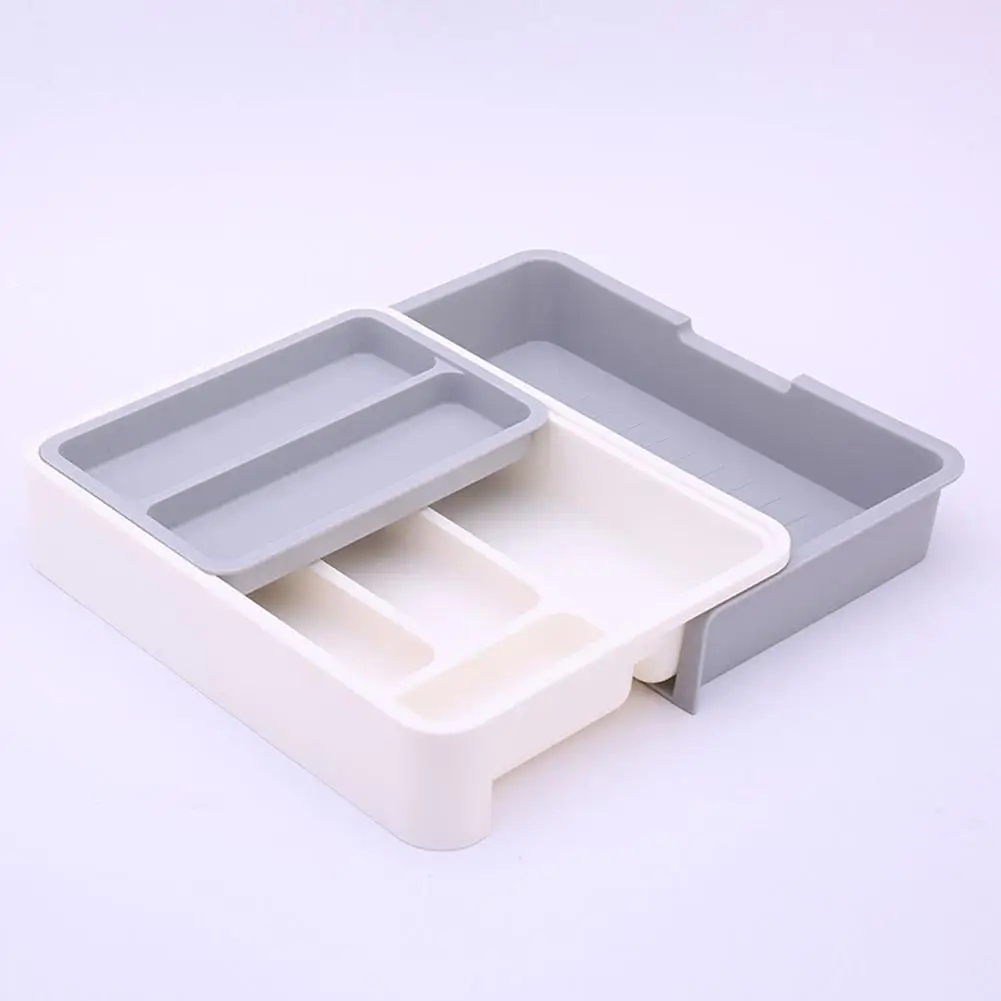 White gray HobbyLane Масштабируемая раздельно хранящаяся посуда компоновка ящик для хранения кухонных ножей вилка палочки для еды ложка - Цвет: White gray