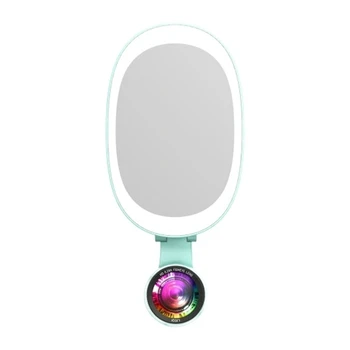 

Funipica Portable Phone Camera Lens with Makeup Mirror Wide Angle Macro Lens 60Pcs Led Beads Adjustable Brightness & Color Tempe