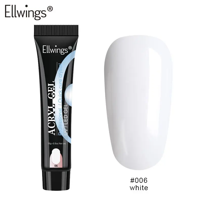 Ellwings, полигель для быстрого строительства, гель для ногтей, акриловый, полигель, кристалл, УФ, гель для наращивания, решение для выскальзывания, быстрое удлинение геля - Цвет: white