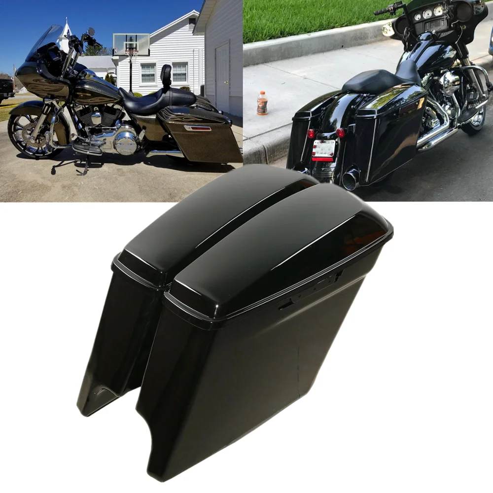 Glossy Black Extended Saddlebags For Harley Touring (2014–2024) – ABS Plastic, 5pc Set 9 thumbnail image