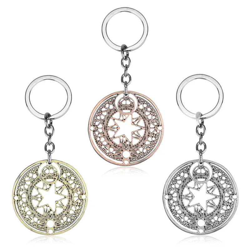 Hot Sale Diy Handmade Stainless Steel Chain Japan Anime Keyring Cartoon Cardcaptor Sakura Keychain Magic Circle Llavero Symbol | Украшения