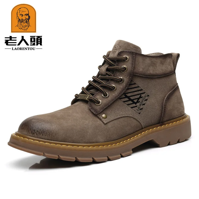 

LOTORY Martin Boots Men's British-Style Autumn MEN'S SHOES Worker Boot Short Boots Mid-top Fashion Versatile Korean-style Boots