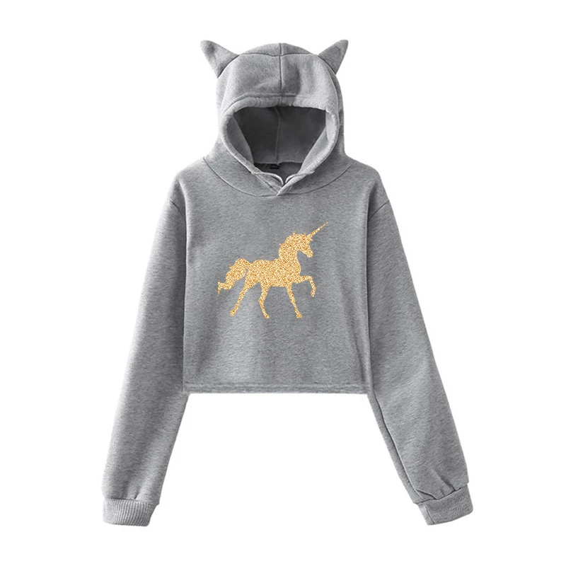 

Unicorn Printing Spring Autumn Clothes Woman Hoodies Girls Lady Sweatshirts Dropshipping Cropped Casual Streewear Tops