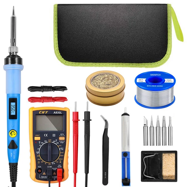 80W Digital Soldering Iron kit Electric Soldering Iron With On-Off Switch Knife Desoldering Pump Soldering Iron Tools S6-1 Set