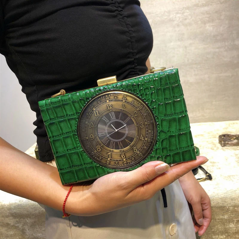 

Fashion Mini Pu Leather Women Messenger Bags High Quality Ladies Shoulder Box Bag Real Clock Female Crossbody Bags for Women New