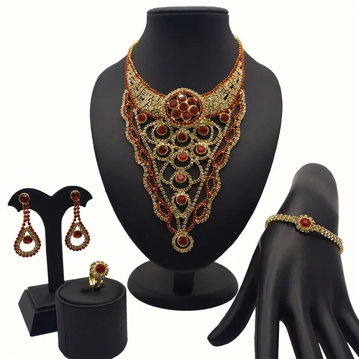 Дубай золотые ювелирные наборы африканские женские свадебные аксессуары для невесты ожерелье Модные Ювелирные наборы золотые наборы ожерелье - Окраска металла: CJ953-1