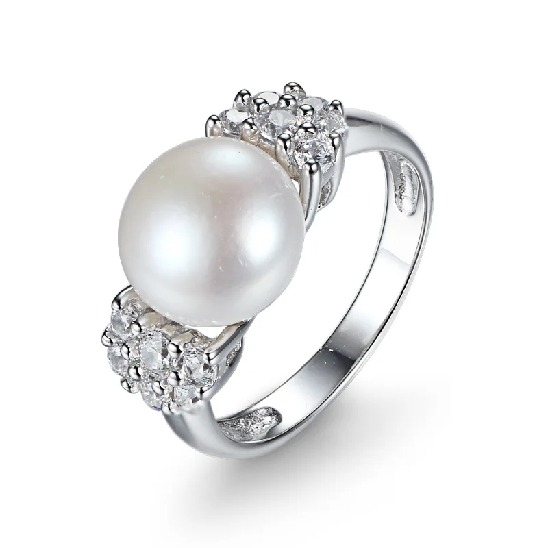 

100% Natural Freshwater Pearl Ring 925 Sterling Silver Pearl Adjustable rings for women Gift With Box