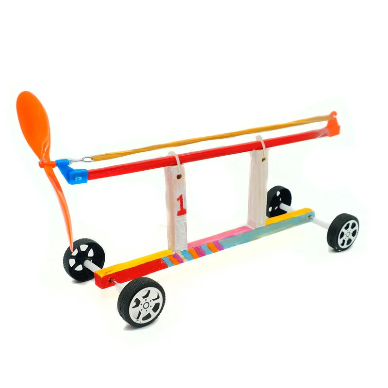 

Rubber Band Power Race Car Children DIY Experimental Small Production Drag Racing Car Model Recoil Science And Technology Small