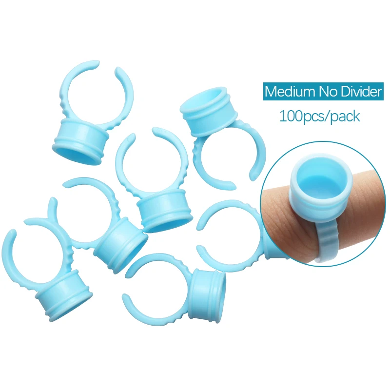 blue medium 100 шт одноразовый розовый клей держатель кольцо Клей поддон для наращивания ресниц контейнер кольцо чашки краски для татуажа бровей - Цвет: blue medium