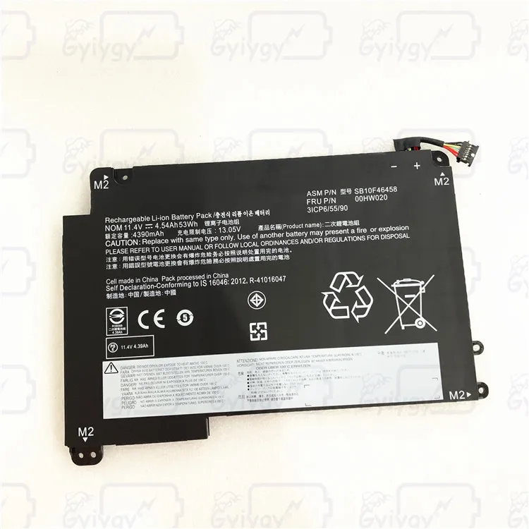 Аккумуляторы для ноутбуков ThinkPad S3 Yoga 14, 00HW020, 00HW021, SB10F46458, Yoga 460, SB10F46459, 11,4 V, 3 cell