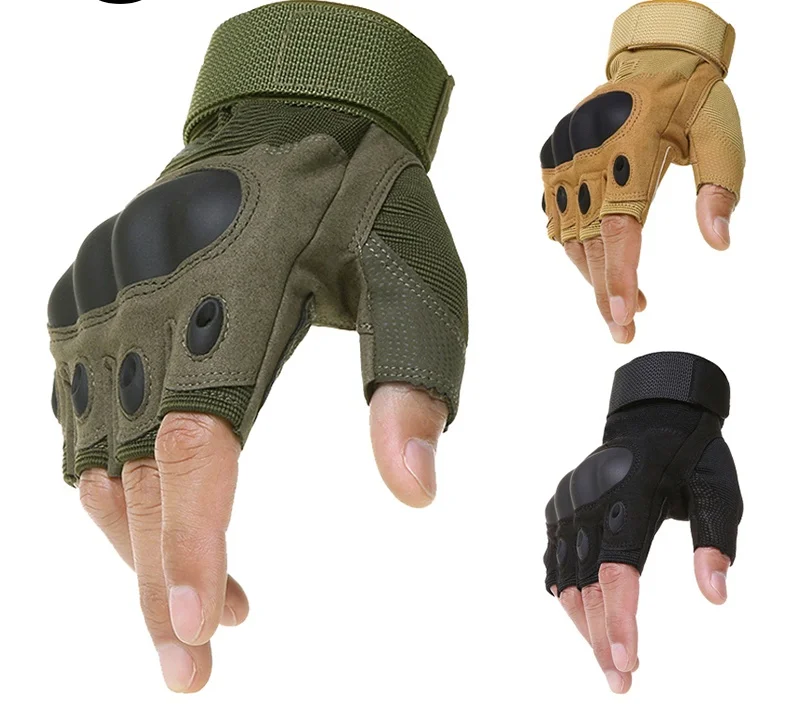 

Outdoor Motorcycle Hard Knuckle Fingerless Gloves Motorbike Motocross Military Tactical Hunting Cycling Half Finger Protective