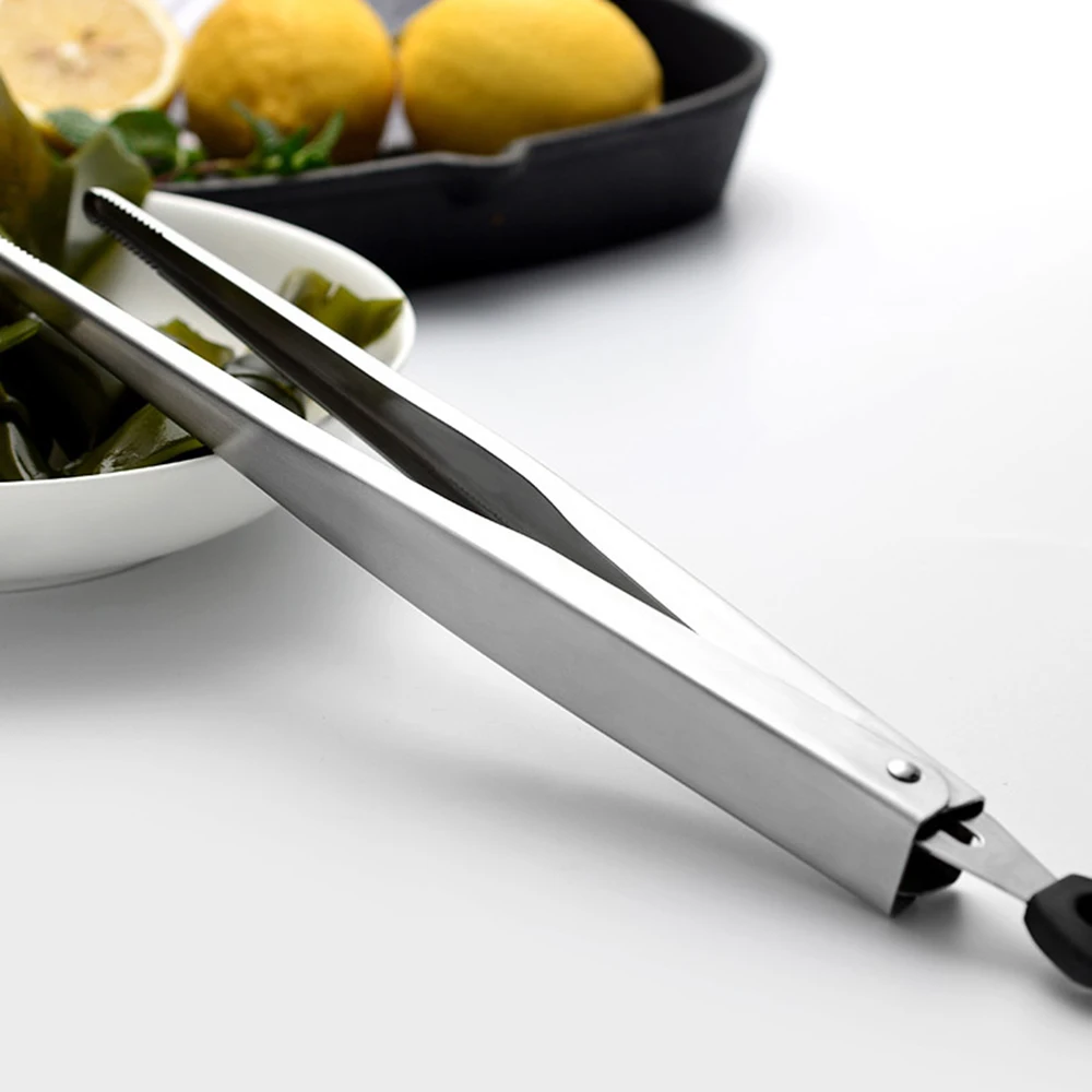 1pc High quality kitchen pointed food clip stainless steel steak toast BBQ food clip thickening anti-boiling multi-function clip