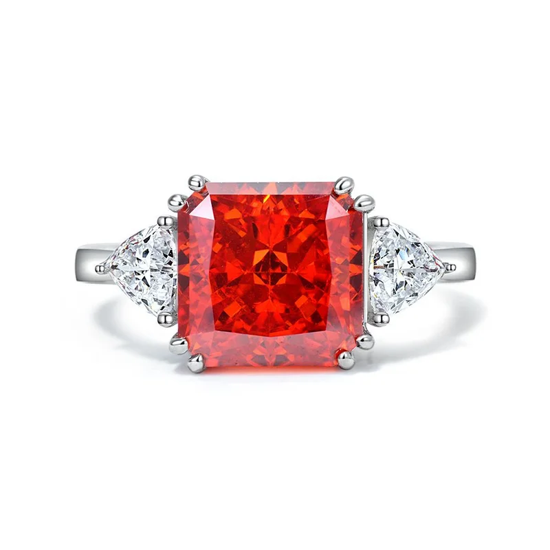 Finger Ring Female Square Crystal CZ Ring 6 Colors Silver For Women