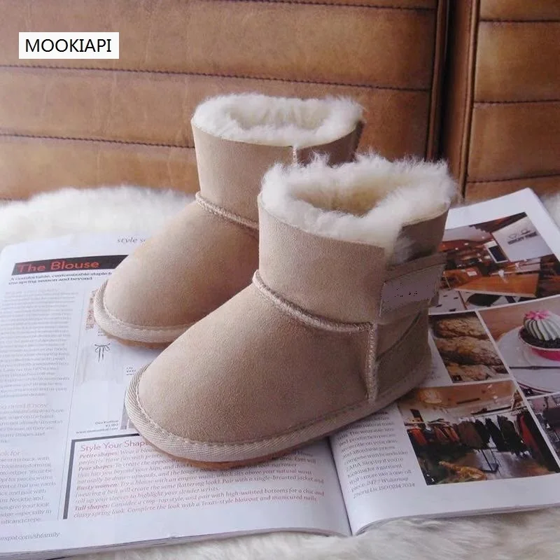 В году Австралийская овчина и шерсть теплые ботинки из чистой шерсти нескользящие для малышей зимние ботинки для мальчиков и девочек - Цвет: same picture