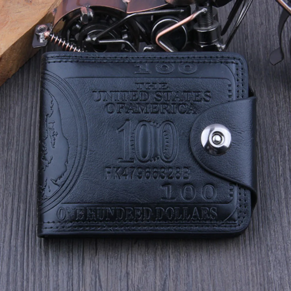 2W# кошелек для купюр в долларах США коричневый кожаный бумажник двойной кошелек для кредитных карт фото модный дизайн с принтом Горячая фотография для карт