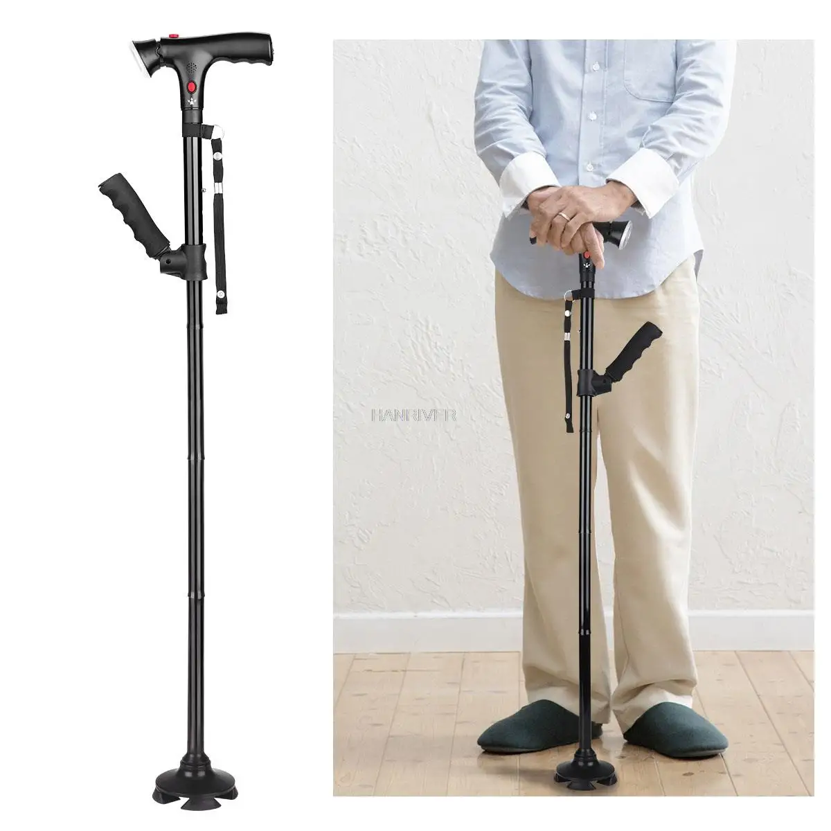 walking cane Elderly Foldable Telescopic Crutch Foldable Crutch LED Reliable Walking Cane Supporting for Elderly Walking