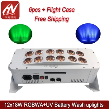 

6pcs with case Akku Uplighting 12x18W RGBWA+UV LEDs Battery Powered Wireless dmx Wash uplights