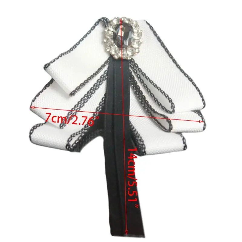 Korean Preppy Style Layered Ribbon Bowtie Rhinestone Jewelry Brooch Pin Necktie High Quality and Brand New