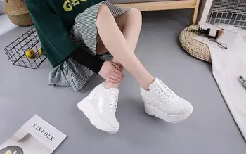 

2019 spring and autumn new thick-soled muffin leisure net shoes increased sports shoes high-heeled shoes