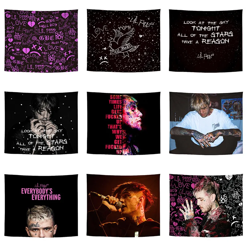 Настенный Гобелен Lil Peep милый домашний декоративный интерьер в стиле хиппи бохо |
