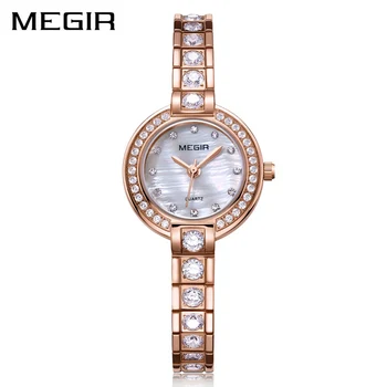 

MEGIR Women Crystal Bracelet Watch Top Brand Luxury Rose gold Ladies Watch Women Clock Waterproof Relogio Feminino Montre Femme