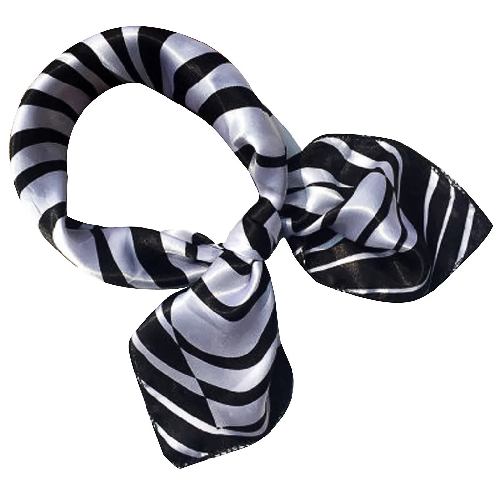 

50*50cm High Quality Silk Scarf Women Small Soft Squares Decorative Head Scarf Multicolor Stripe Print Kerchief Neck Wrap#HY
