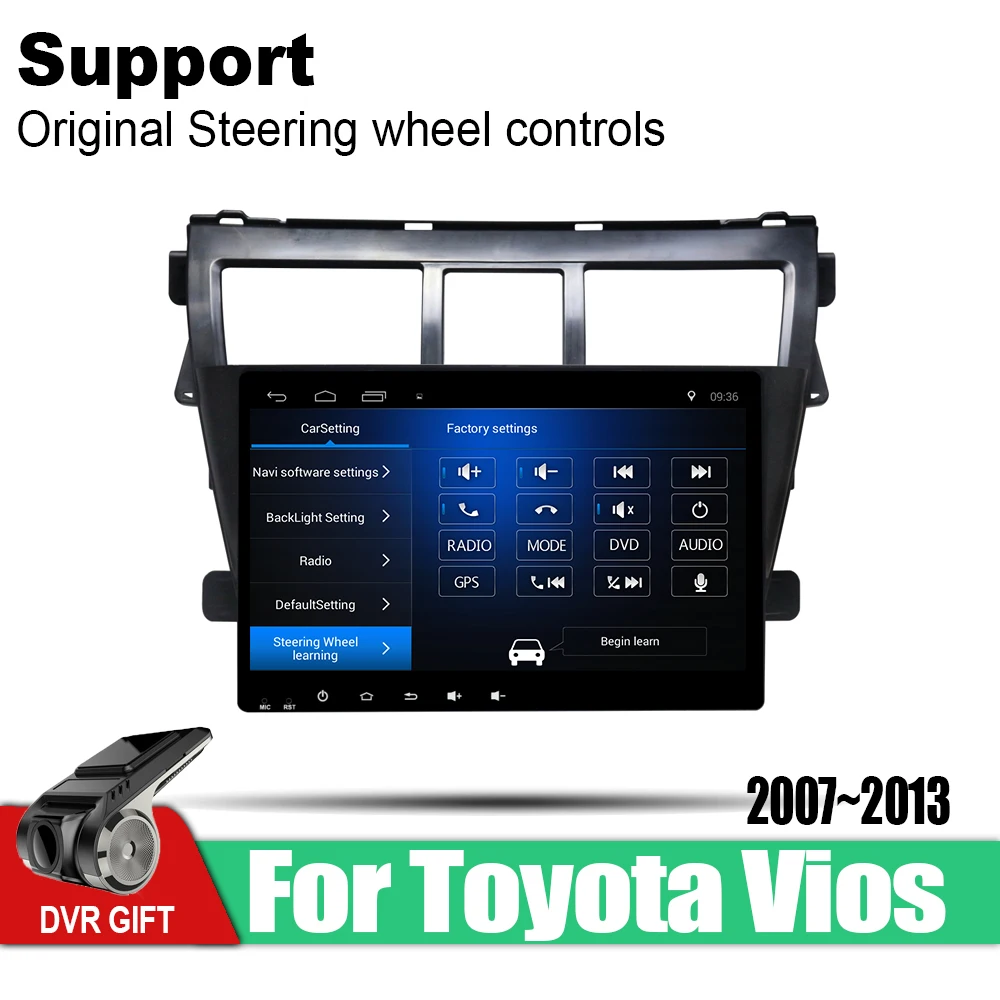 Автомагнитола ZaiXi с GPS для Toyota Vios 2007 2008 2009 2010 2012 2013 Android 8 1 мультимедийный плеер