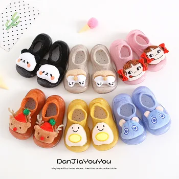 

Cartoon Doll Baby Ankle Shoes Children's Toddler Ankle Sock Flexible Rubber Sole Non-Slip Wear-Resistant Baby Indoor Shoes